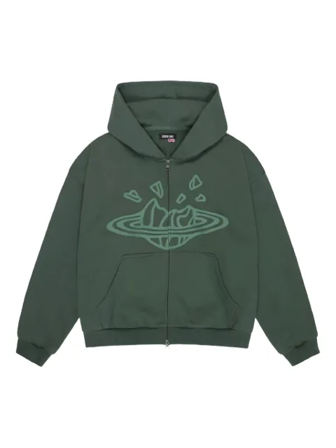 BROKEN PLANET zip-up graphic hoodie