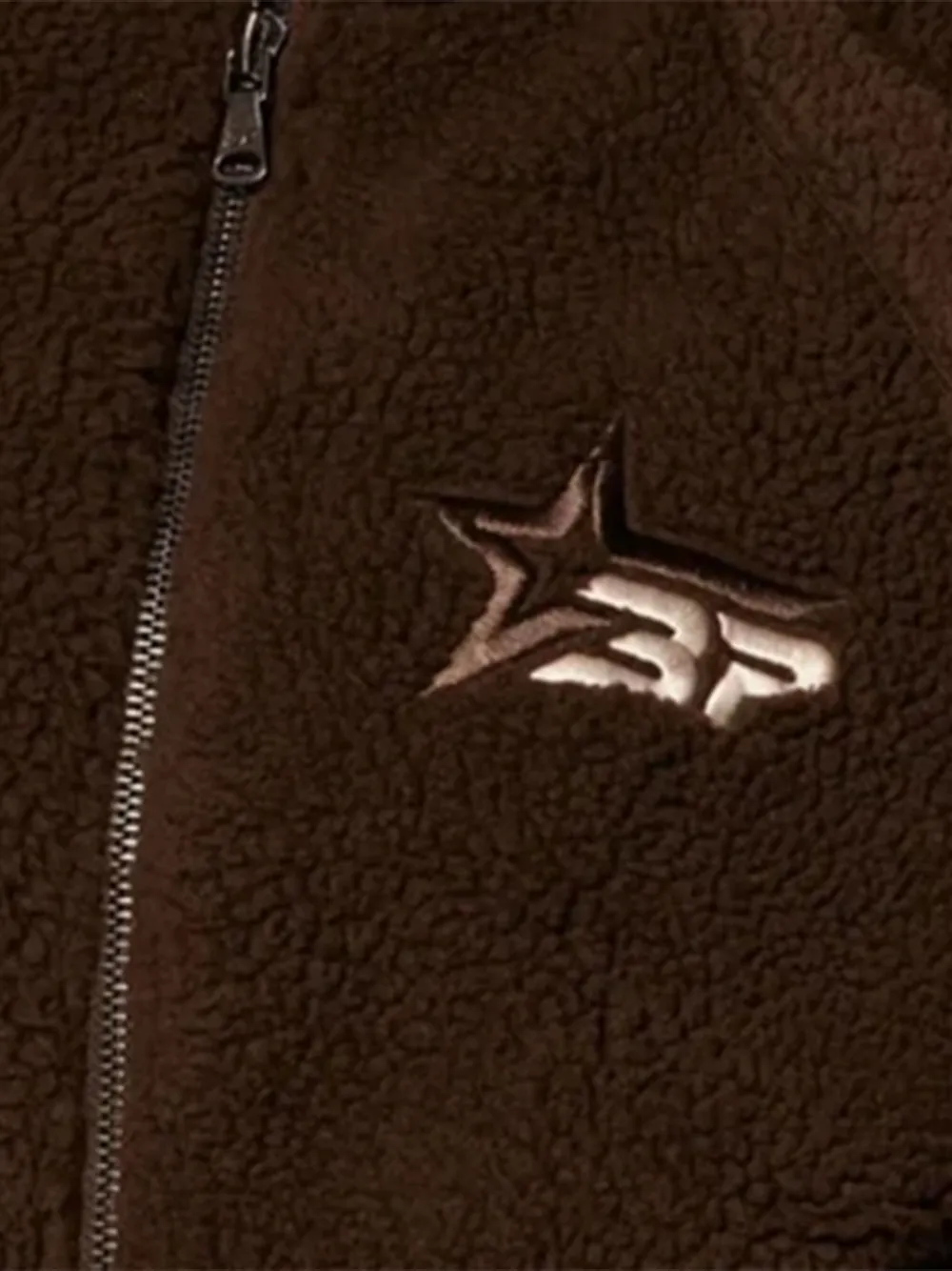 BROKEN PLANET Fleece jack met halve rits Bruin