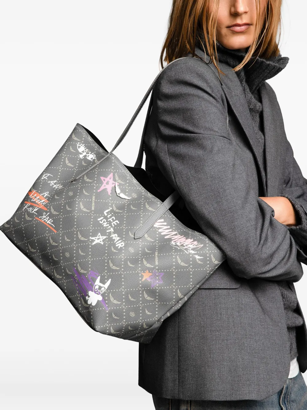 Zadig & Voltaire Z Shopper Monogram Tote Bag In Black