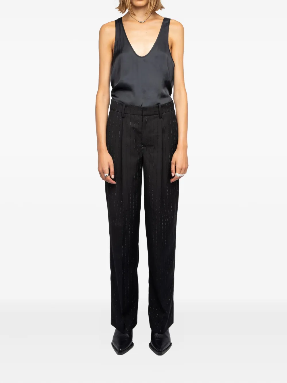Zadig&Voltaire strass pinstripe trousers - Zwart