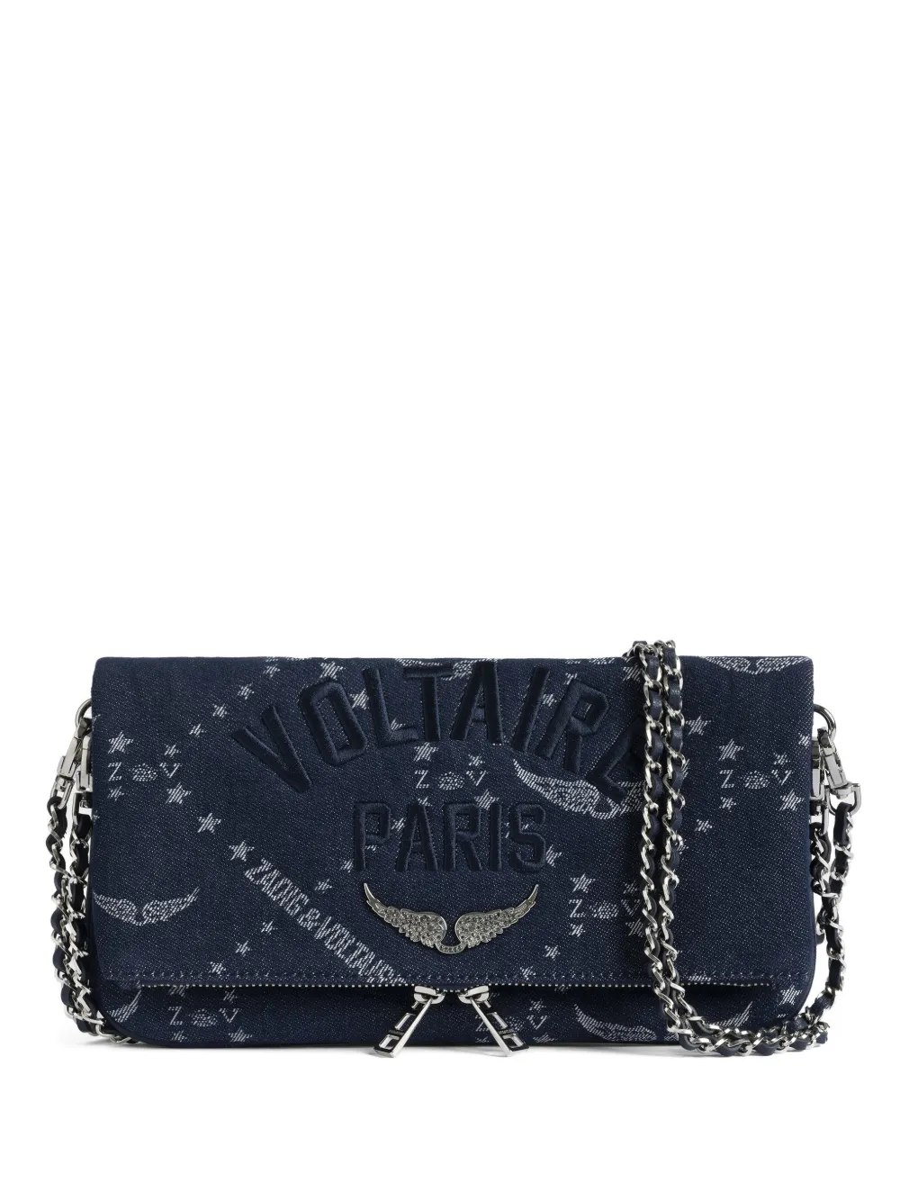 Zadig&Voltaire Rock Denim Monogram chain crossbody bag - Blu