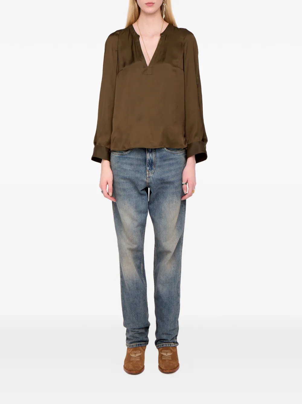 Zadig&Voltaire Torny V-neck satin blouse - Groen