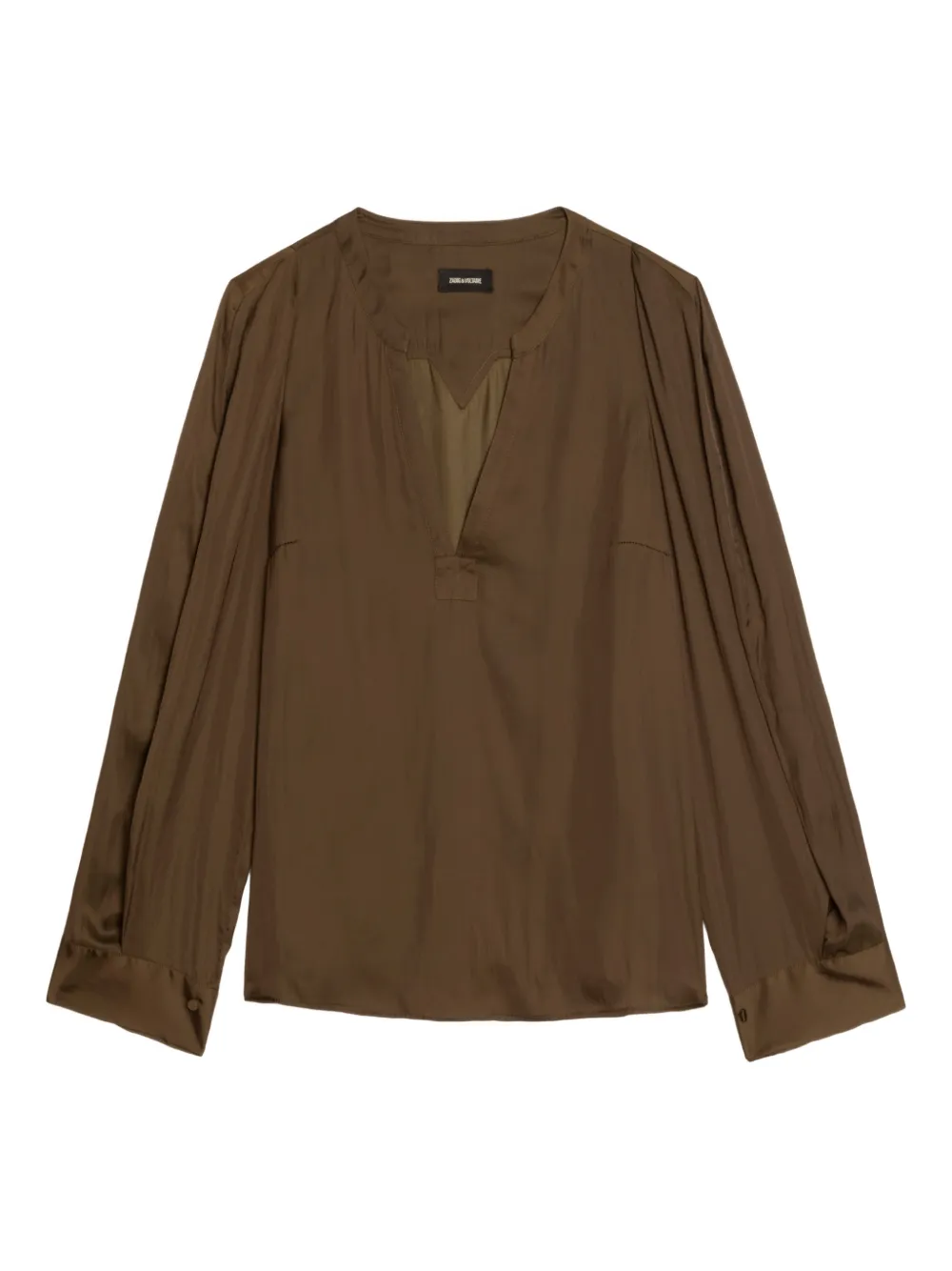 Zadig & Voltaire Torny V-neck Satin Blouse In Green