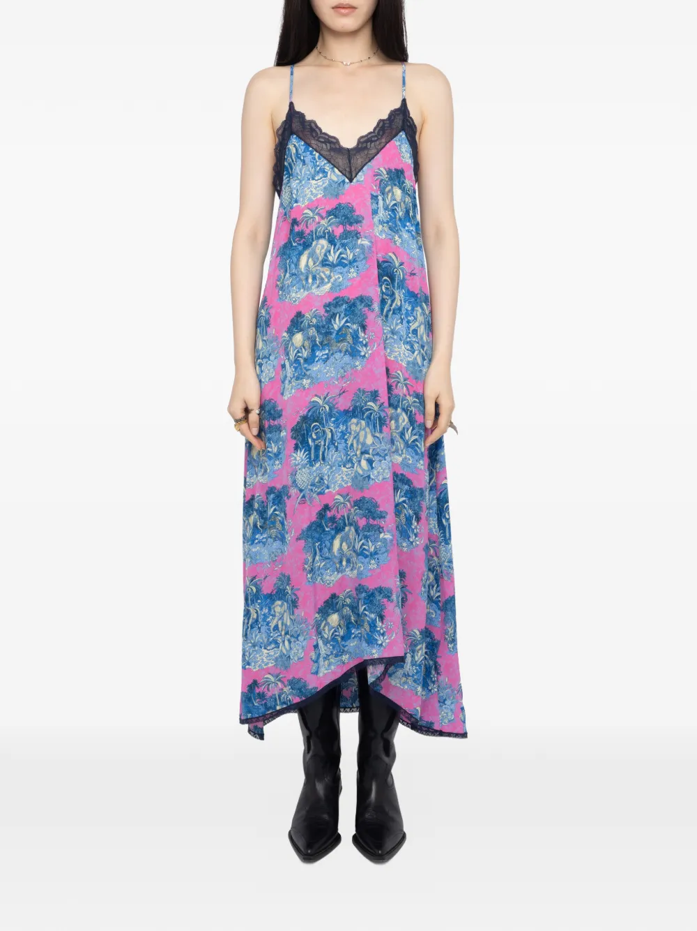 Zadig & Voltaire Graphic-print Midi Dress In Purple