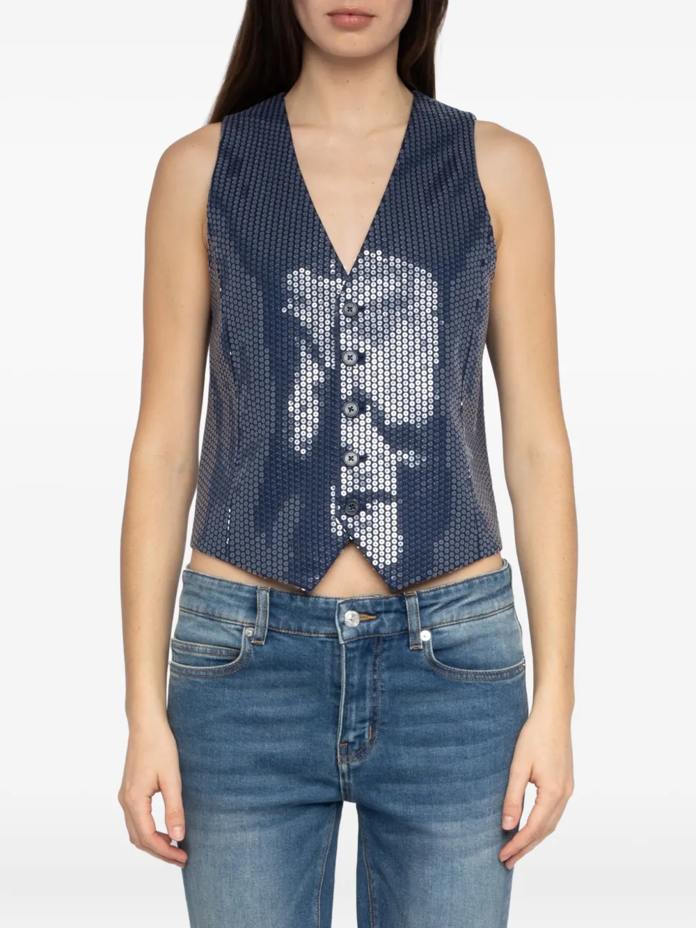 Zadig & Voltaire Emaux Sequin Waistcoat In Multi