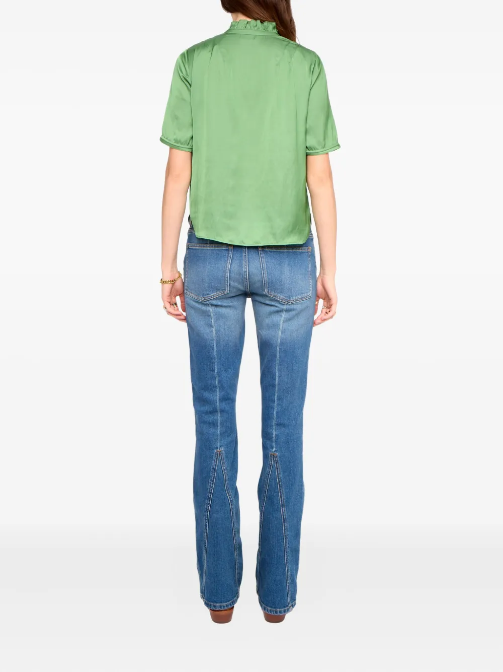 Zadig&Voltaire Topher top met ruches en knopen Groen