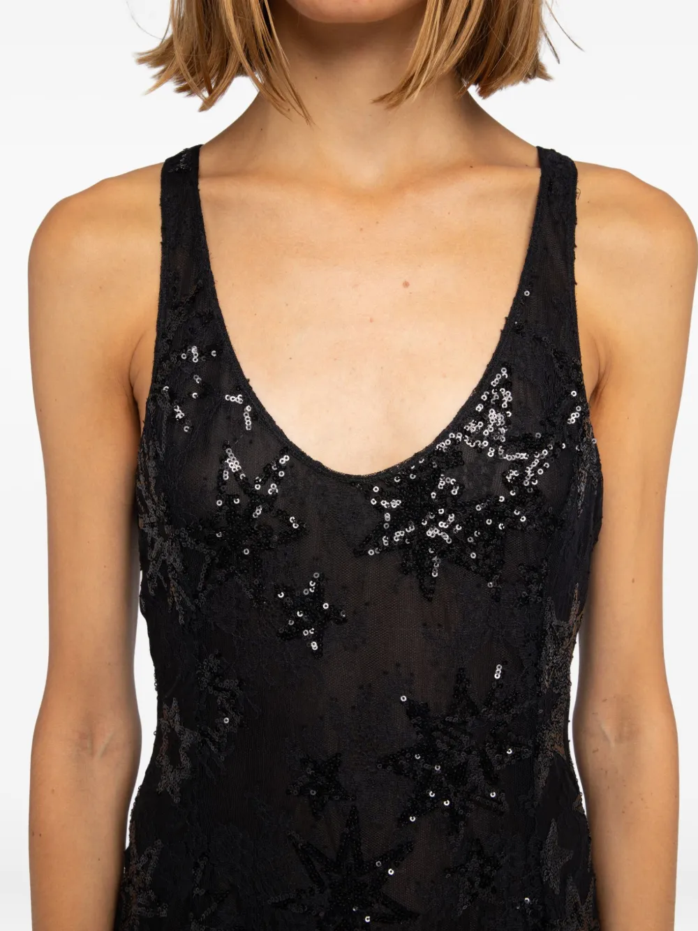 Zadig&Voltaire Rarysa jurk met pailletten en kant Zwart