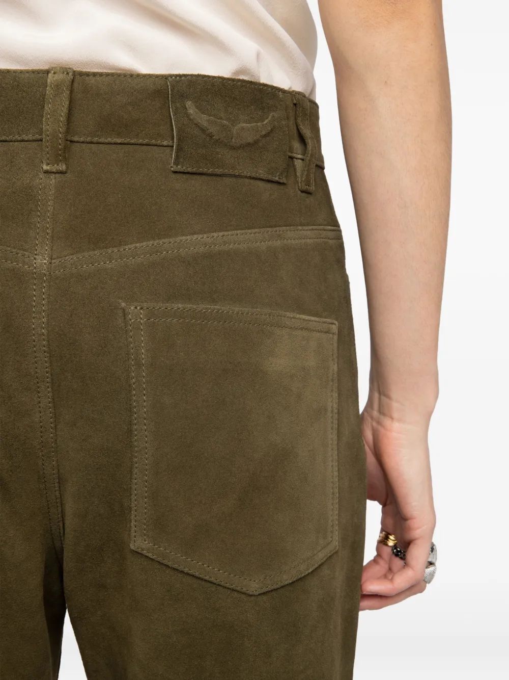 Zadig&Voltaire Evy suède leren broek Groen