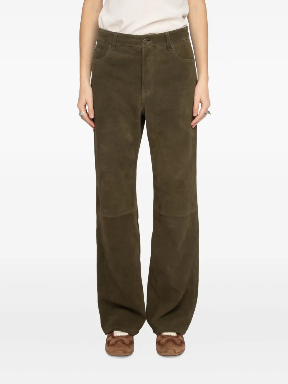 Zadig&Voltaire Evy suède leren broek Groen