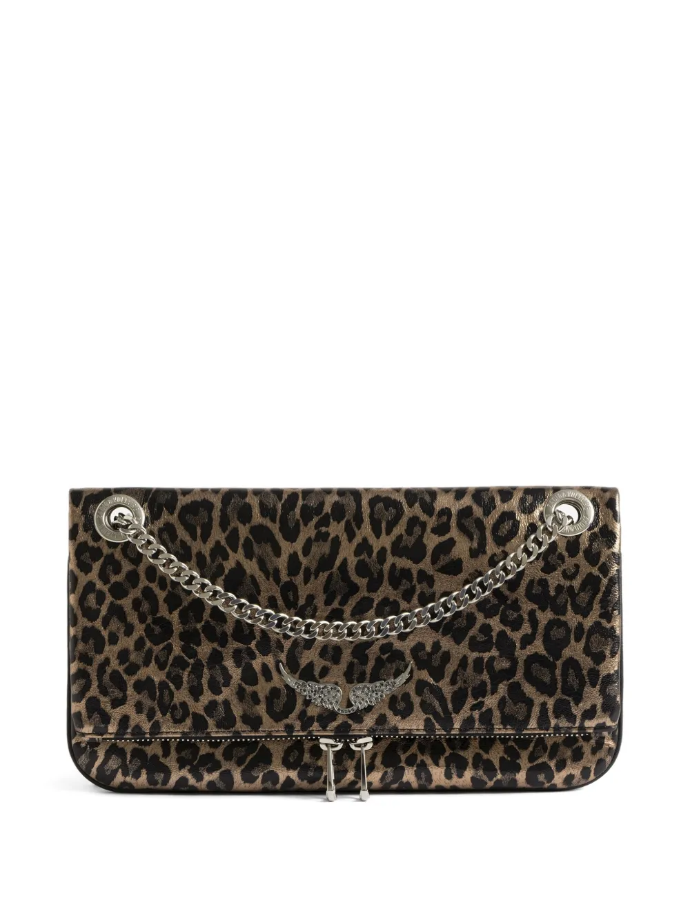 Zadig&Voltaire Borsa Rock II Leo con motivo leopardato e catena - Marrone