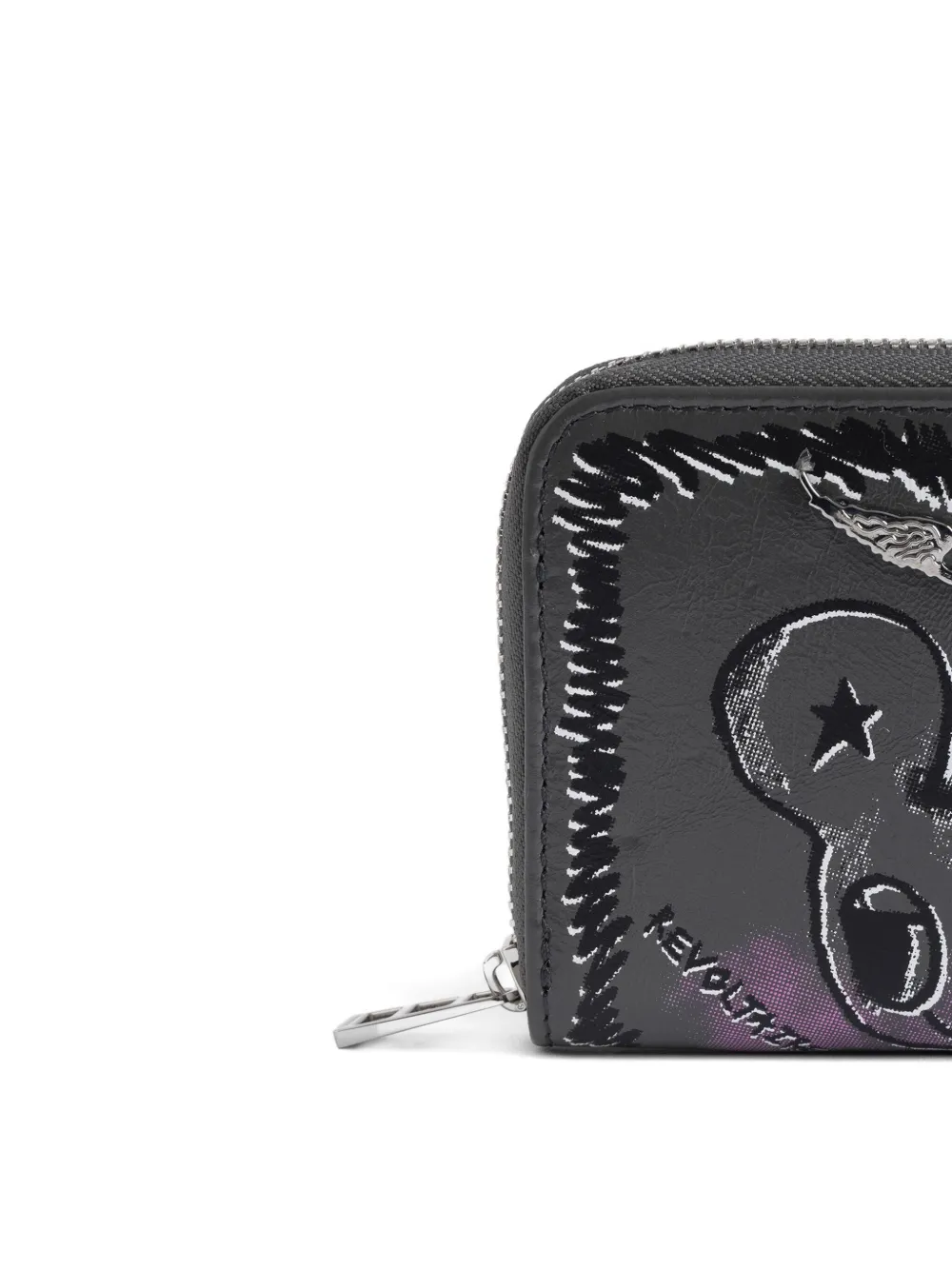 Zadig & Voltaire Humberto Graphic-print Zip Wallet In Gray