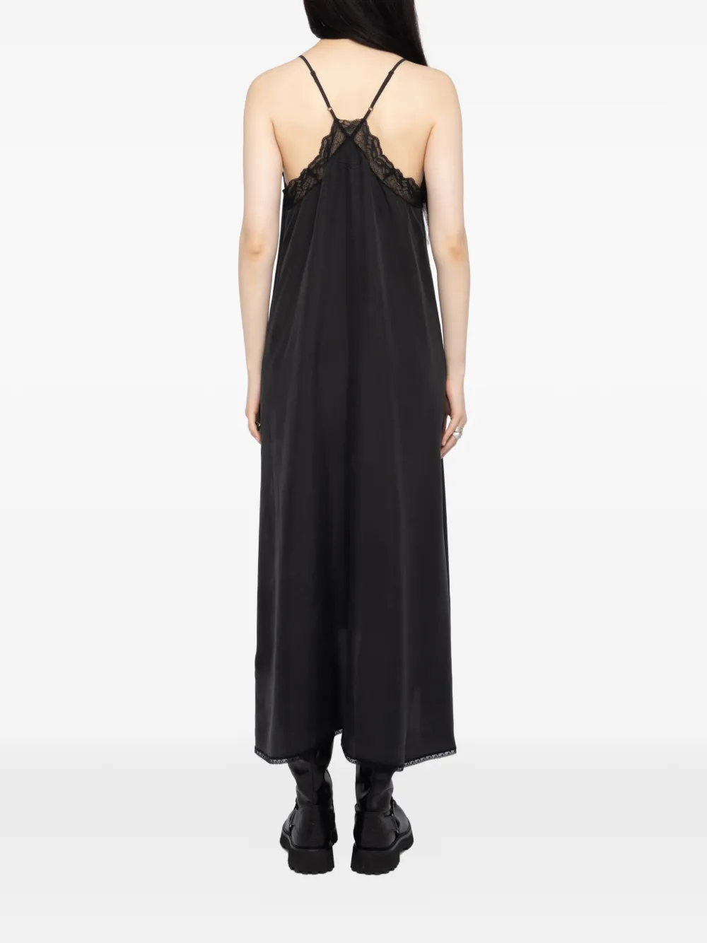 Zadig & Voltaire Lace-trim Midi Dress In Black
