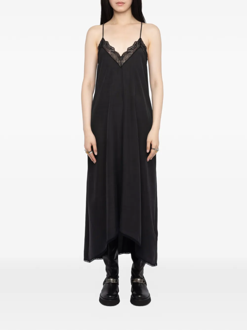 Zadig & Voltaire Lace-trim Midi Dress In Black