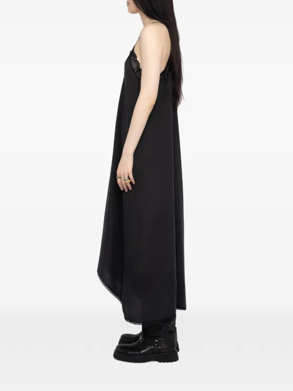Zadig&voltaire Lace-Trim Silk Midi Dress - Black