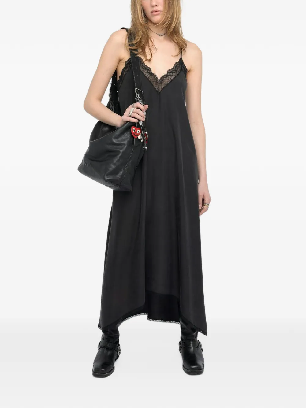 Zadig&Voltaire Midi-jurk met kanten afwerking Zwart