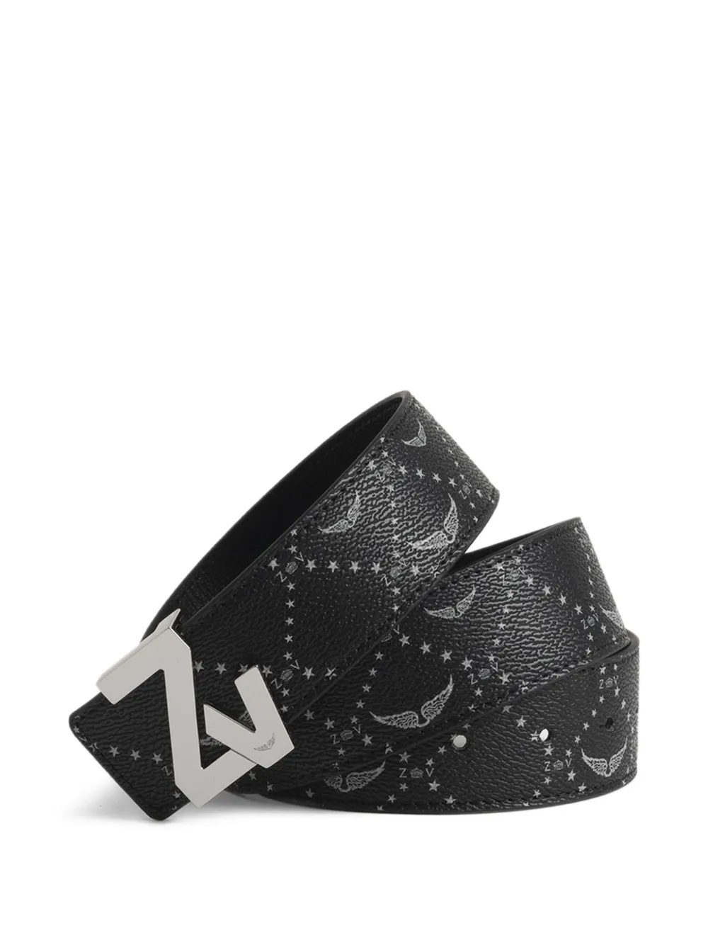 Zadig & Voltaire Monogram-pattern Belt In Black