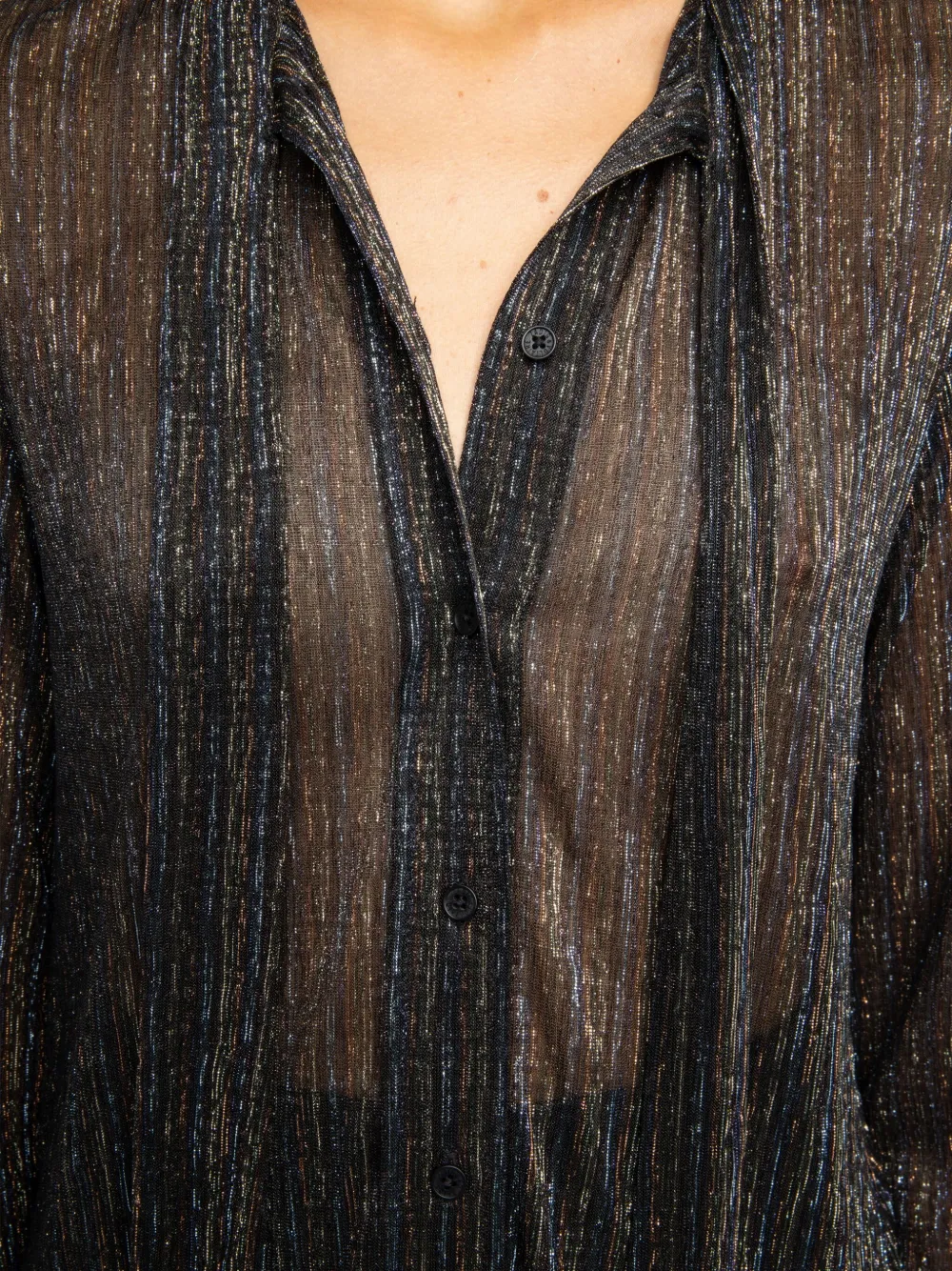 Zadig & Voltaire Womens Black Tulba Metallic Tie-neck Woven Shirt In Black
