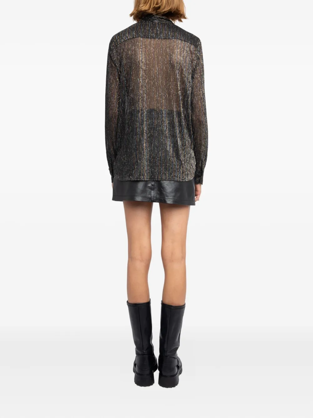 Zadig & Voltaire Womens Black Tulba Metallic Tie-neck Woven Shirt In Black
