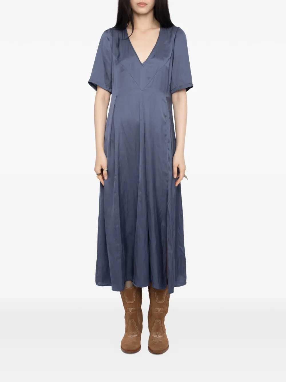 Zadig&Voltaire Rodalan V-neck midi dress - Blauw