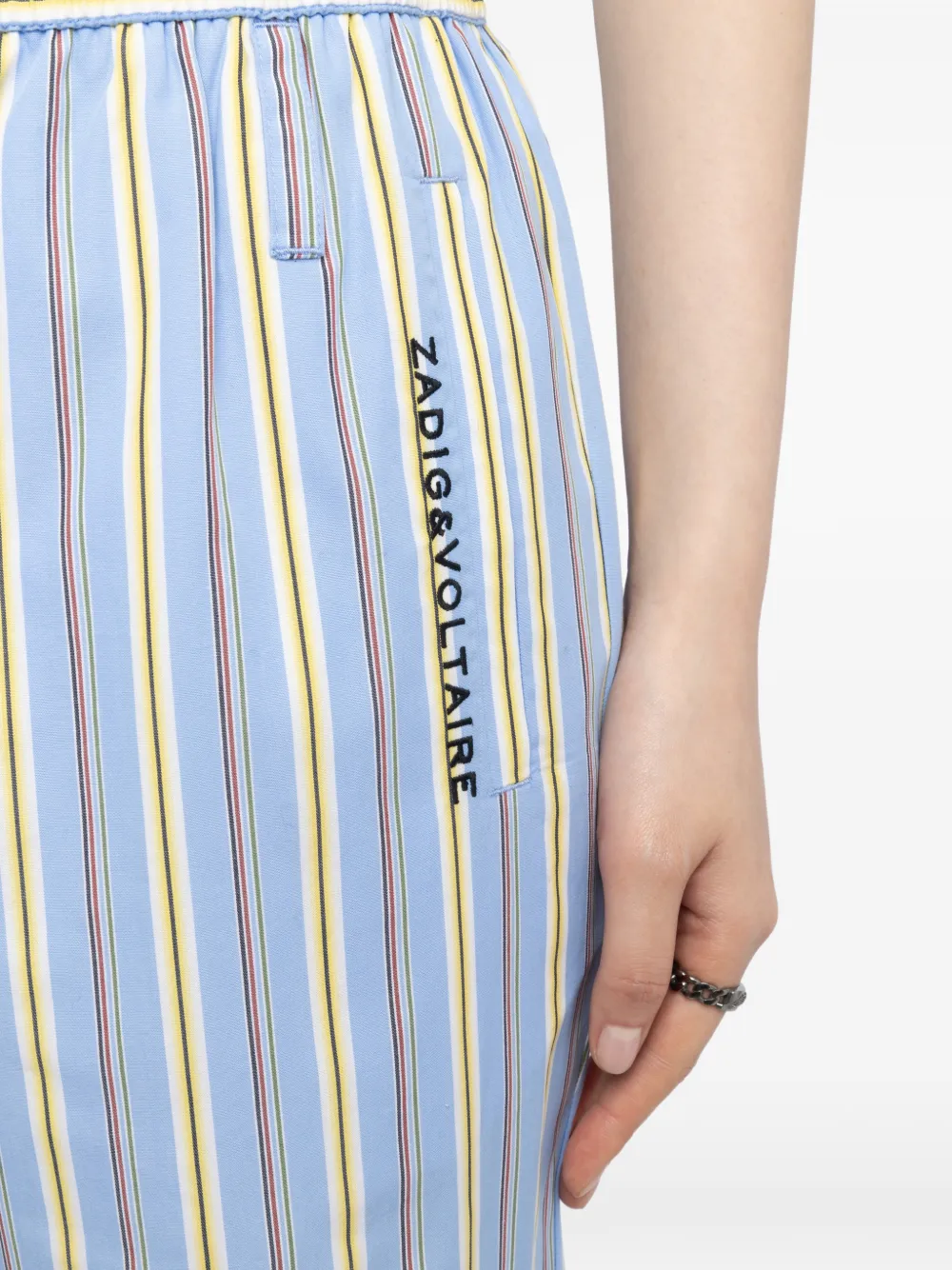 Zadig&Voltaire Broek met logodetail en strepen Blauw