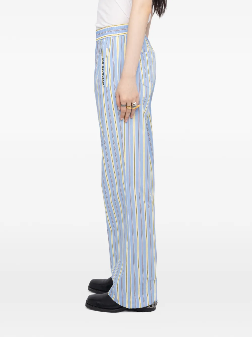 Zadig&Voltaire Broek met logodetail en strepen Blauw