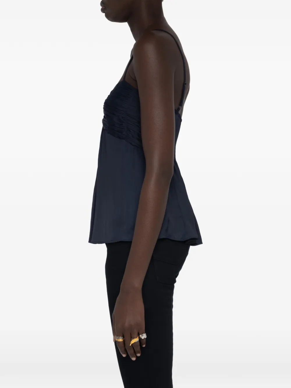 Zadig&Voltaire Cippie satijnen top met ruches Blauw