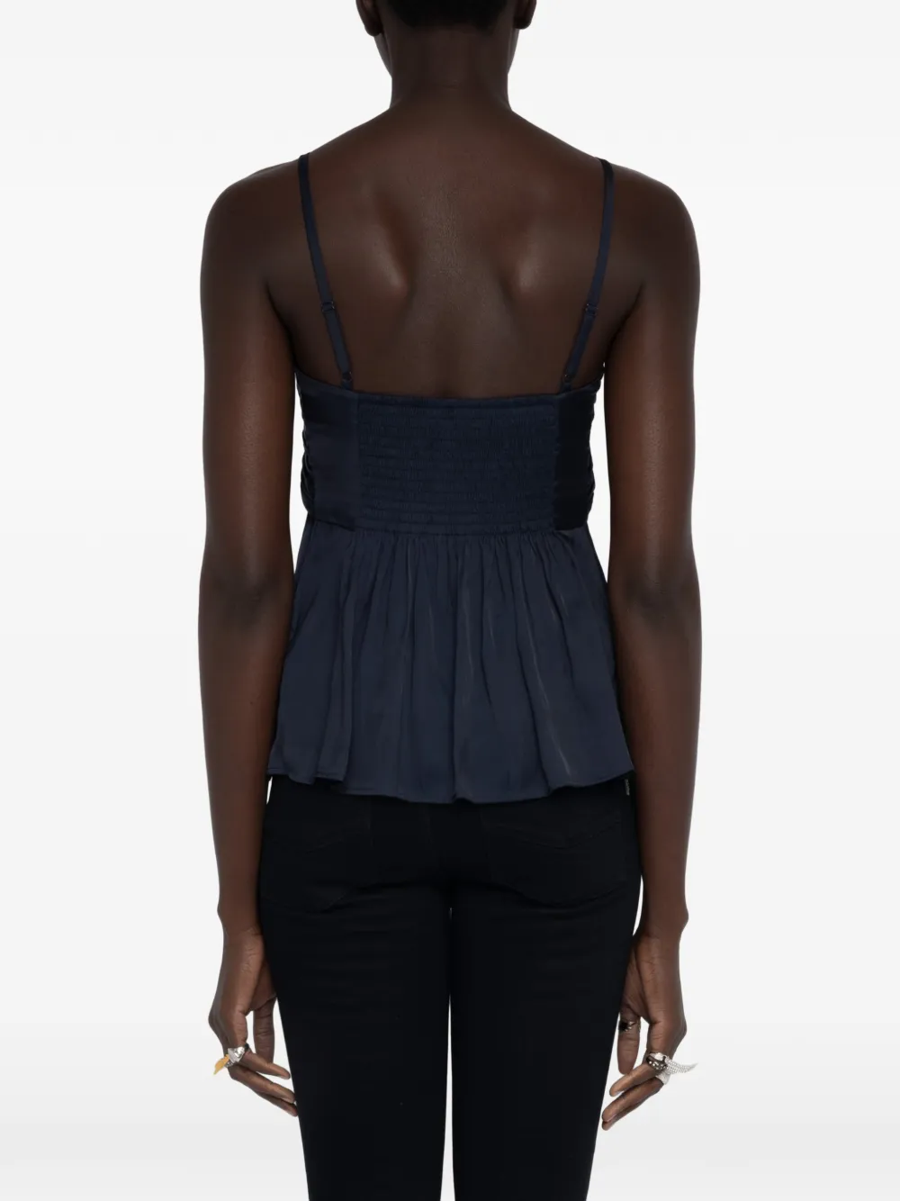 Zadig&Voltaire Cippie satijnen top met ruches Blauw