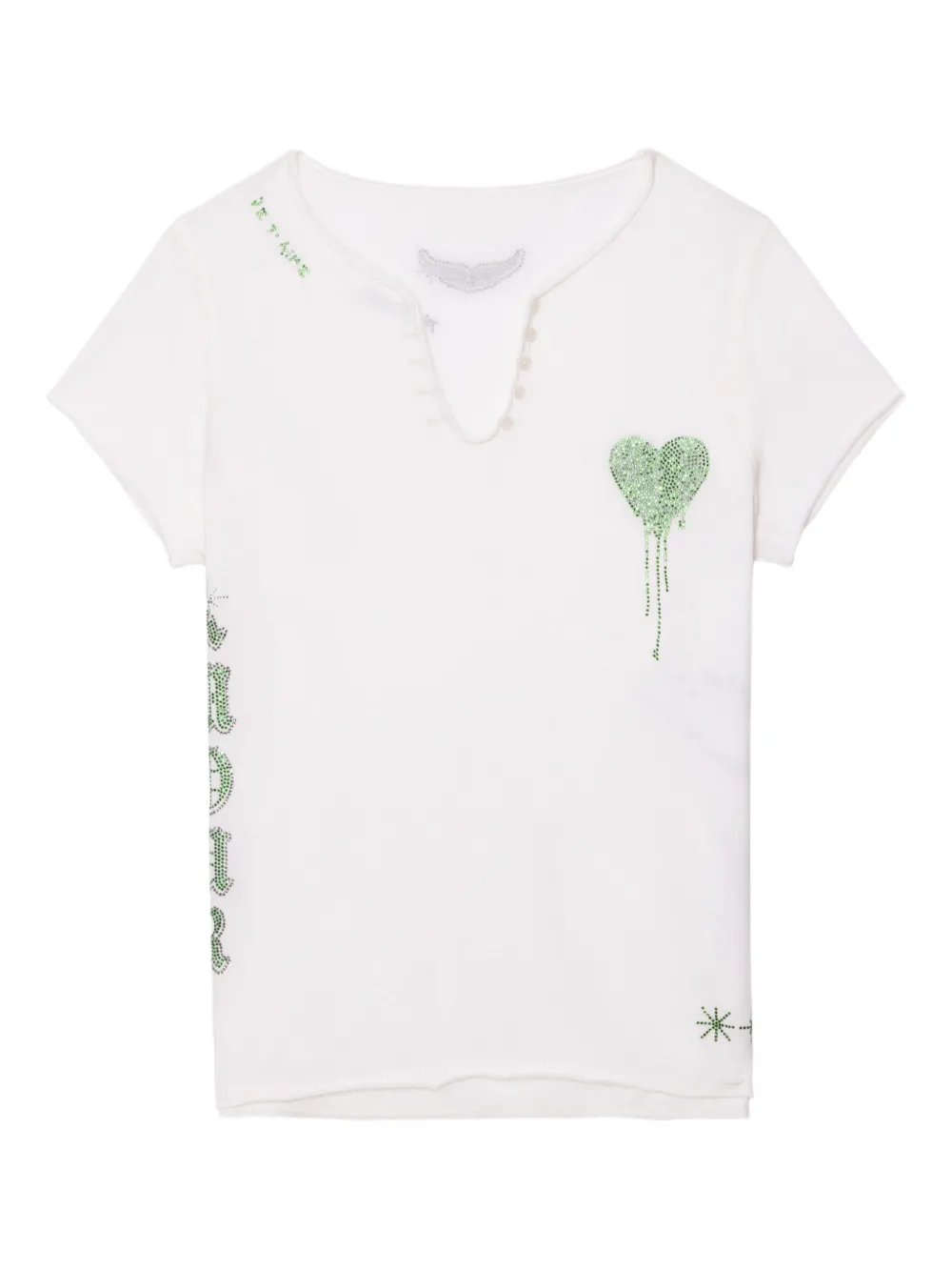 Zadig&Voltaire Henley heart-detail T-shirt - Bianco