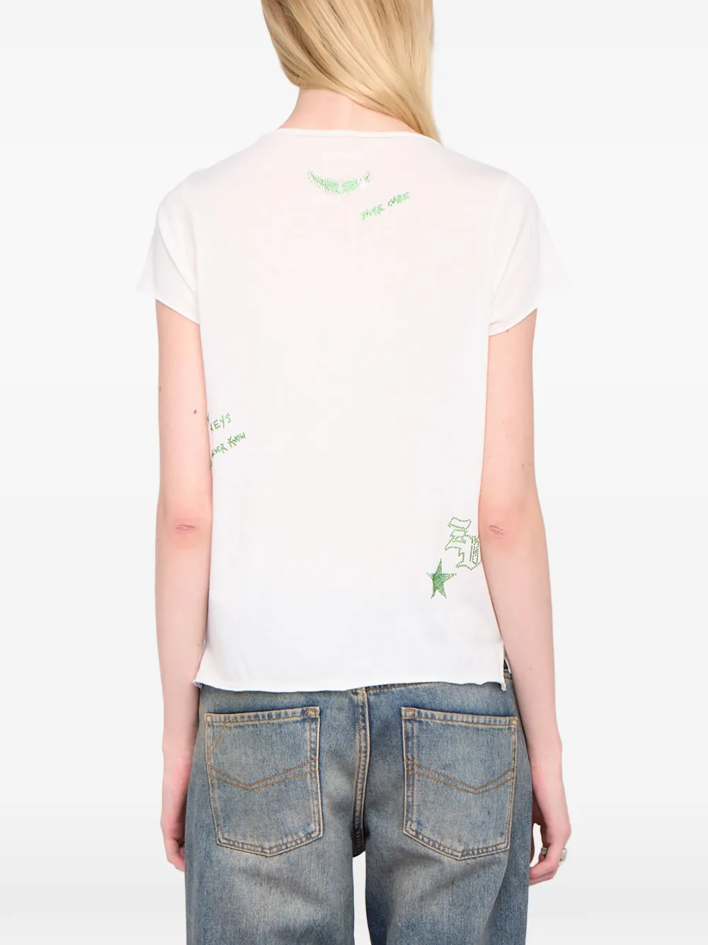 Zadig&Voltaire Henley T-shirt met hart-detail Wit