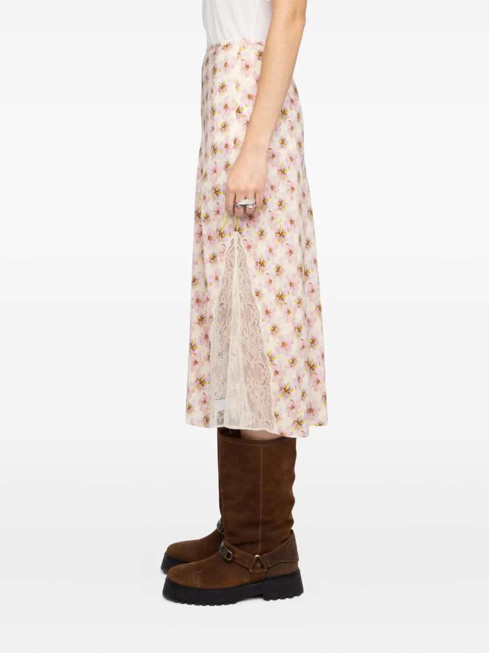 Zadig&Voltaire Jayla midi-rok met bloemenprint Beige