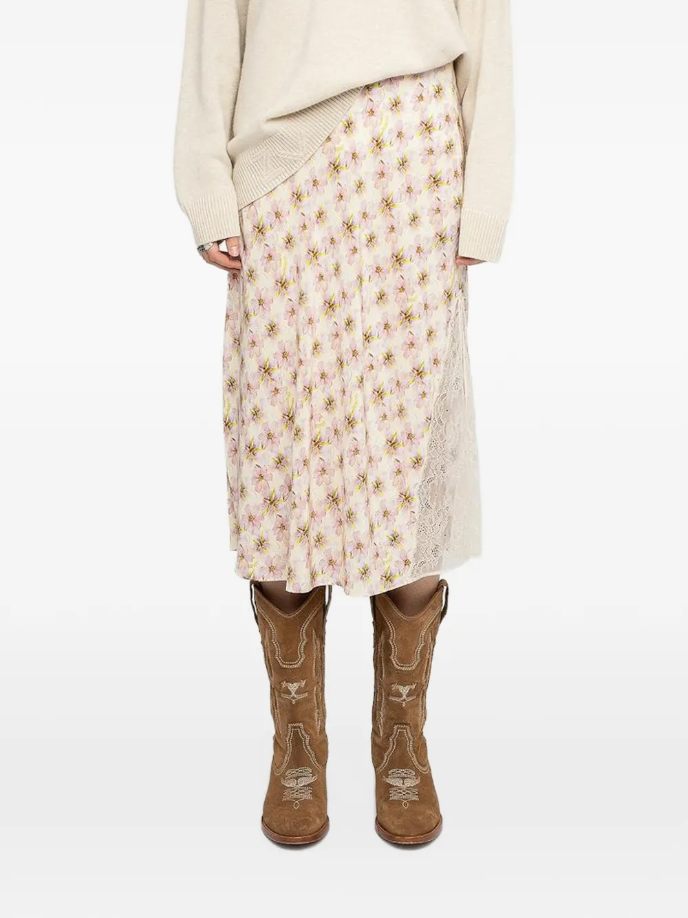 Zadig&Voltaire Jayla midi-rok met bloemenprint Beige