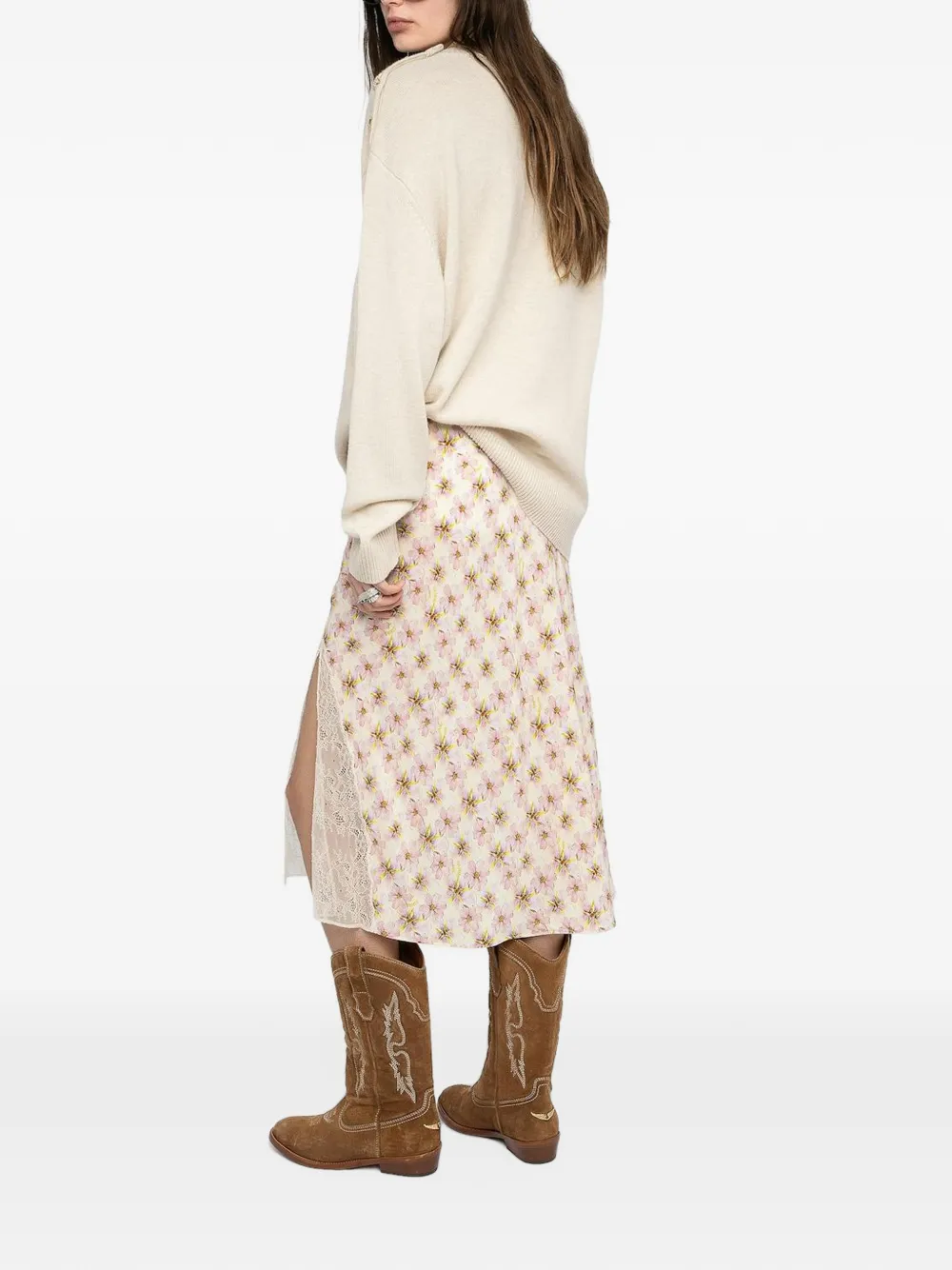 Zadig&Voltaire Jayla midi-rok met bloemenprint Beige