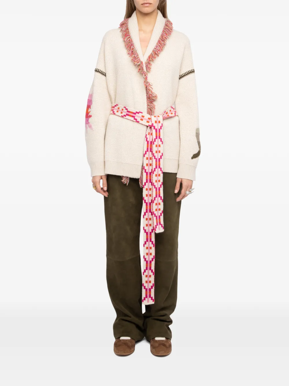  Zadig&voltaire Fringed Belted Cardigan - Neutrals 