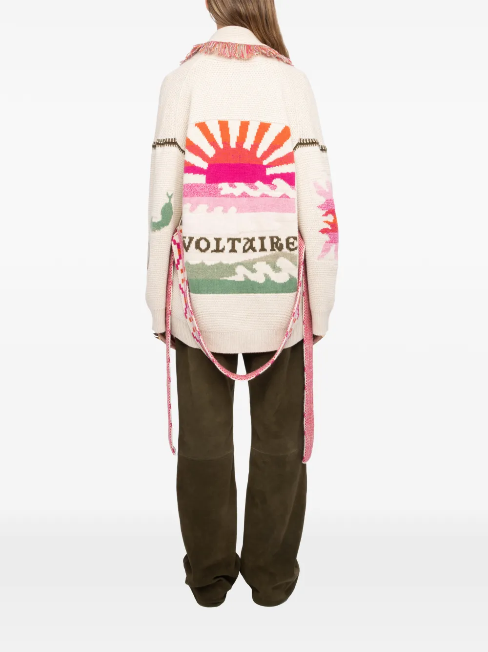  Zadig&voltaire Fringed Belted Cardigan - Neutrals 