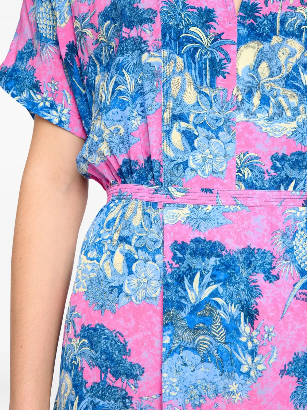 Zadig & Voltaire Riaz Jungle-print Midi Dress In Blue