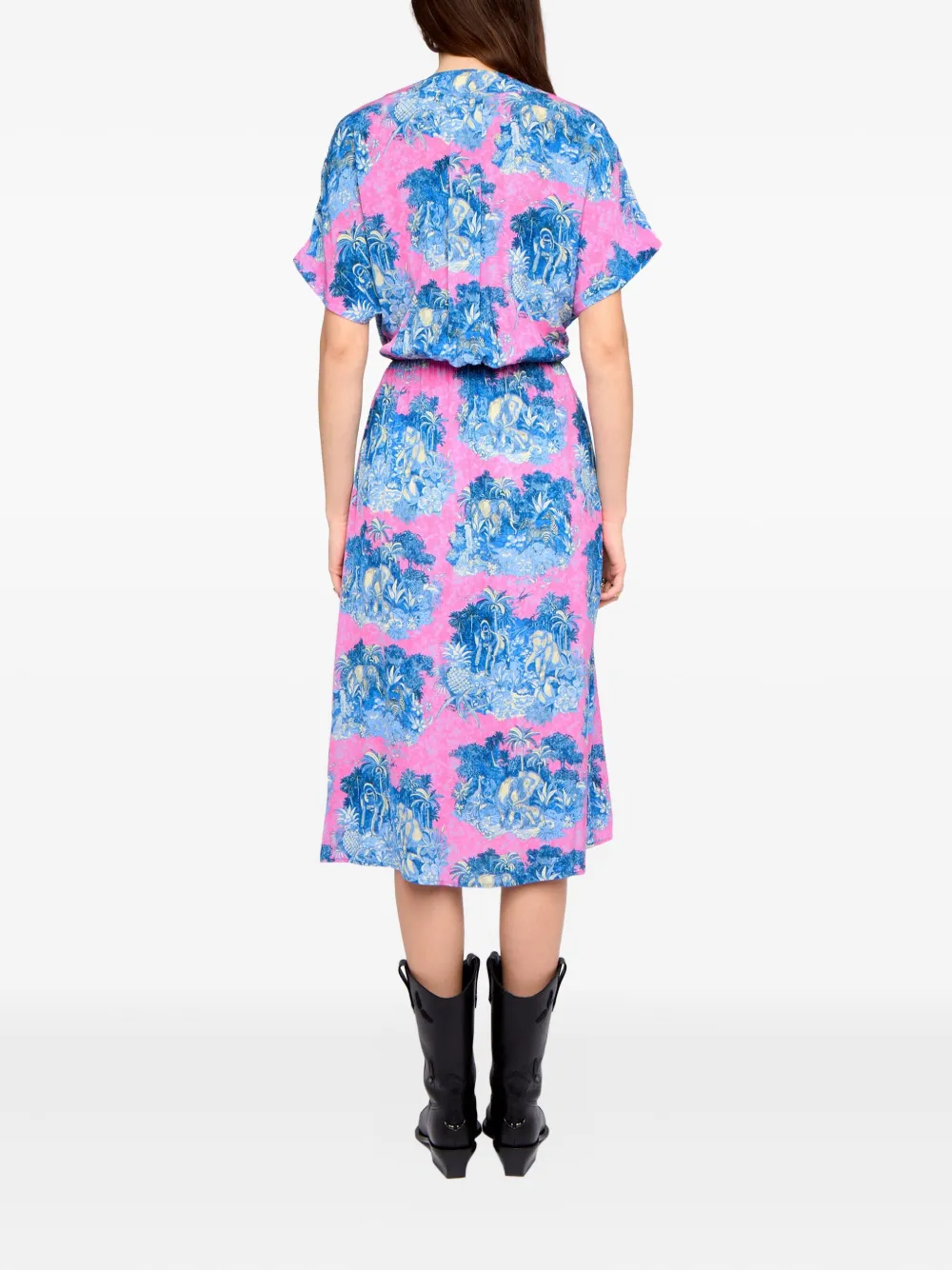 Zadig & Voltaire Riaz Jungle-print Midi Dress In Blue