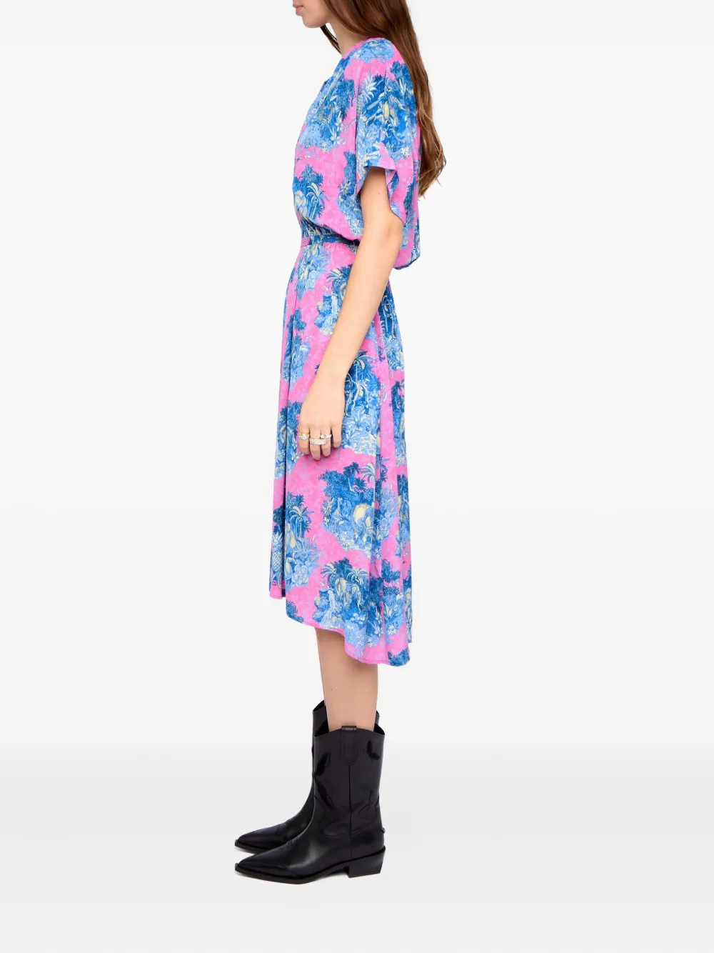 Zadig & Voltaire Riaz Jungle-print Midi Dress In Blue