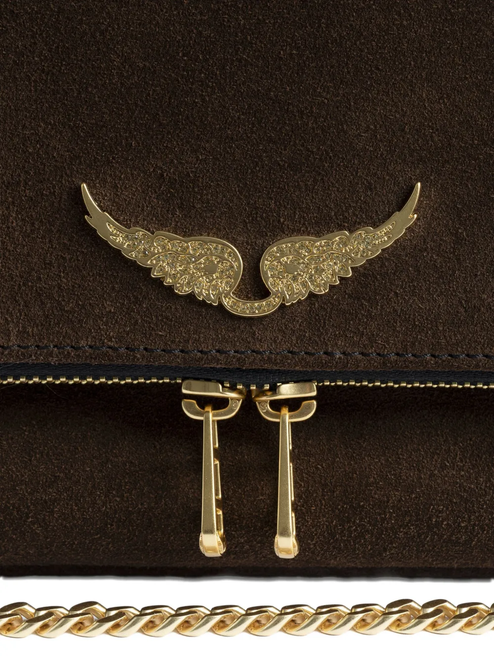 Zadig & Voltaire Rocky Ii Wings-detail Chain-strap Satchel Bag In Brown