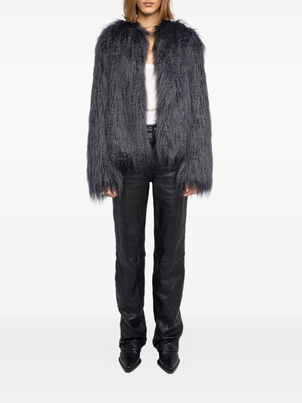 Zadig & Voltaire Freddie Ff Open Coat In Gray