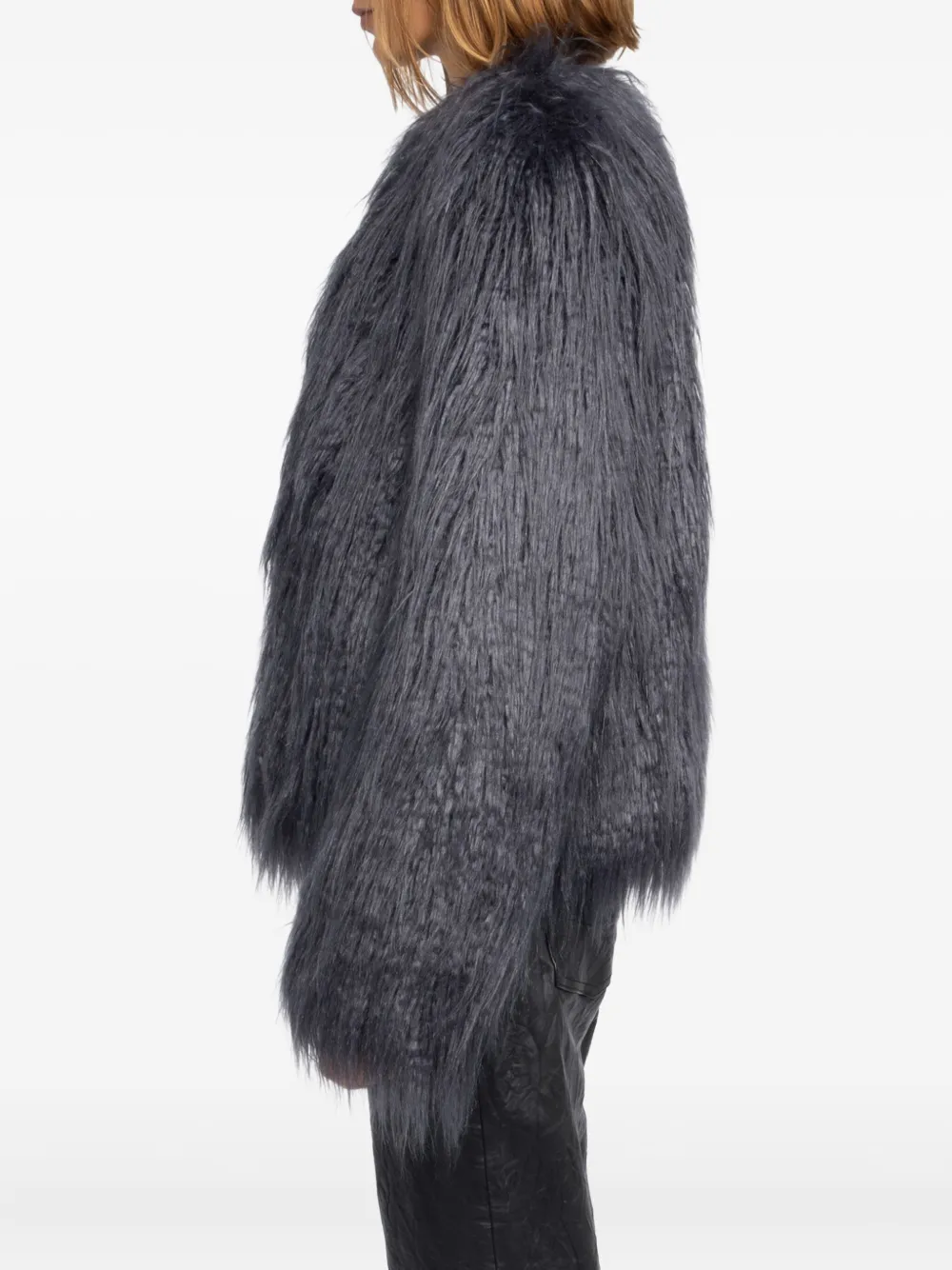Zadig & Voltaire Freddie Ff Open Coat In Gray