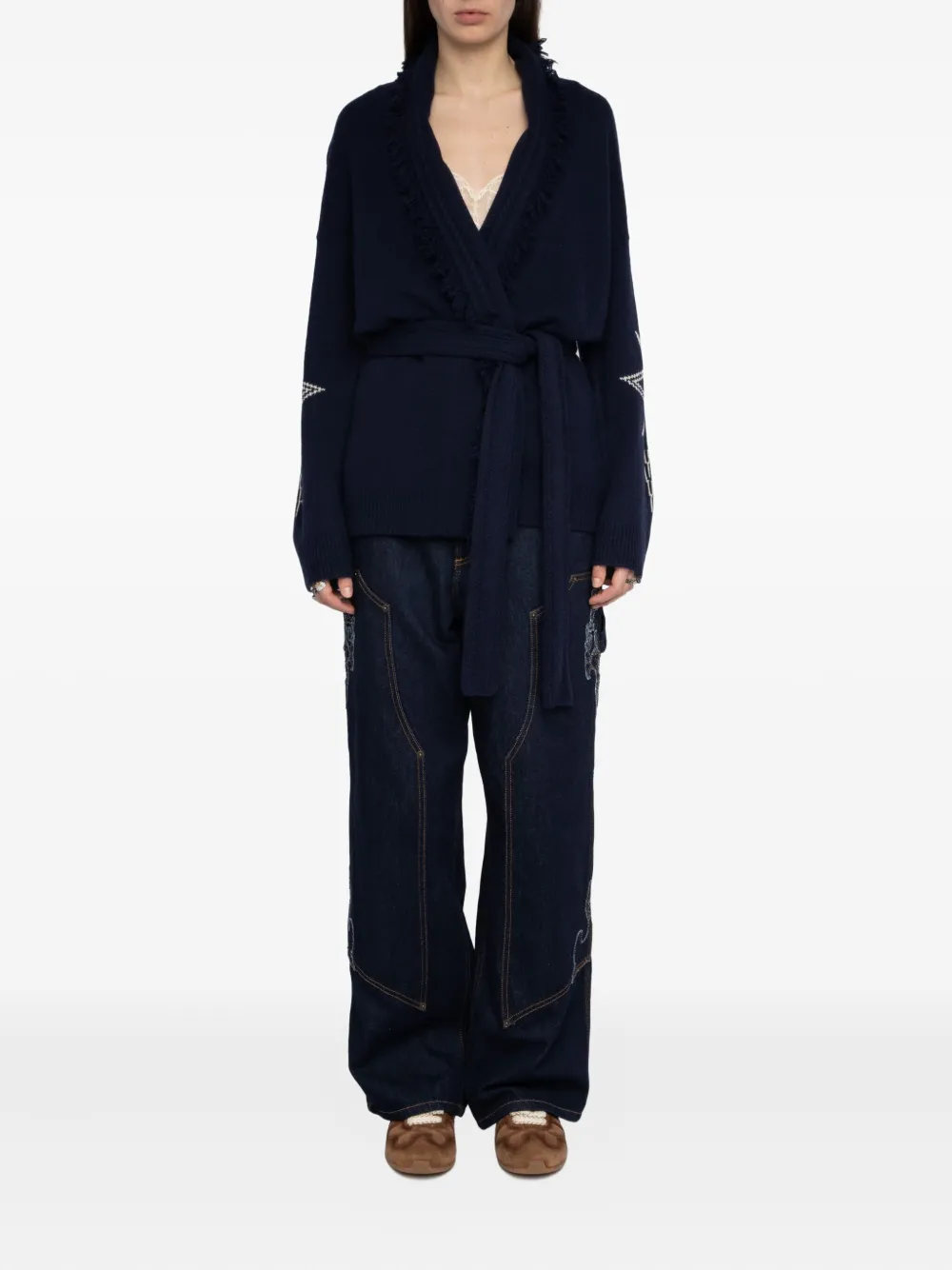 Zadig&Voltaire Alpa vestjas met franje en ster - Blauw