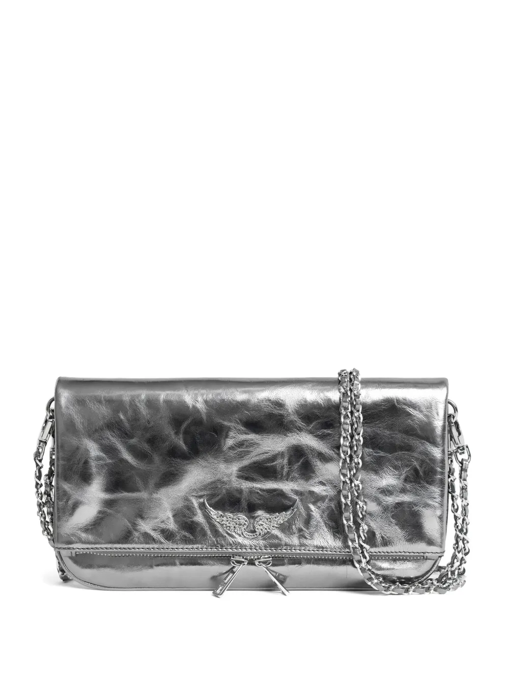 Zadig & Voltaire Rock Vintage Clutch Bag In Gray