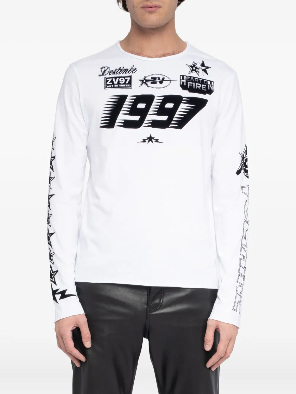 Zadig & Voltaire Multi Cross Floc Timo Long-sleeved T-shirt In White