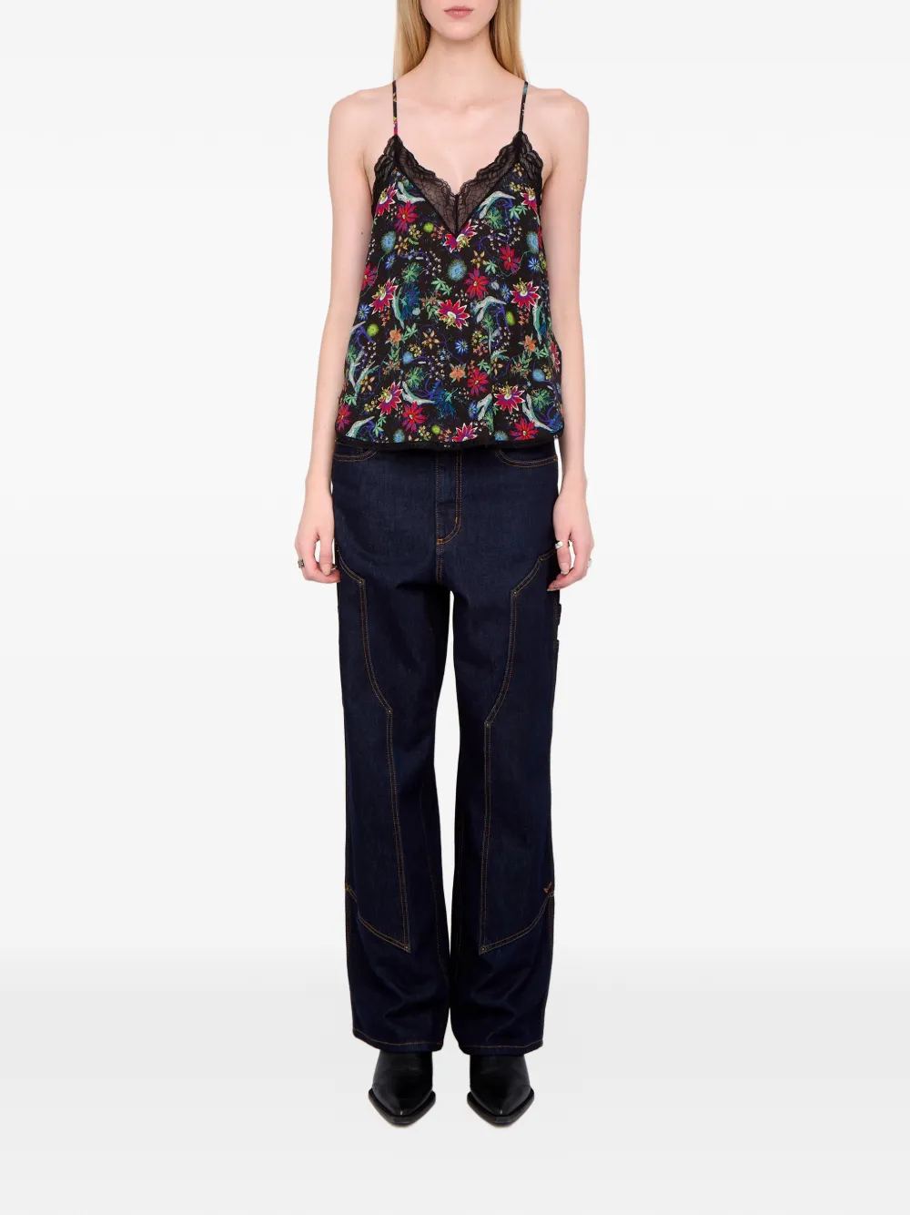 Zadig&Voltaire Christy lace floral top - Zwart