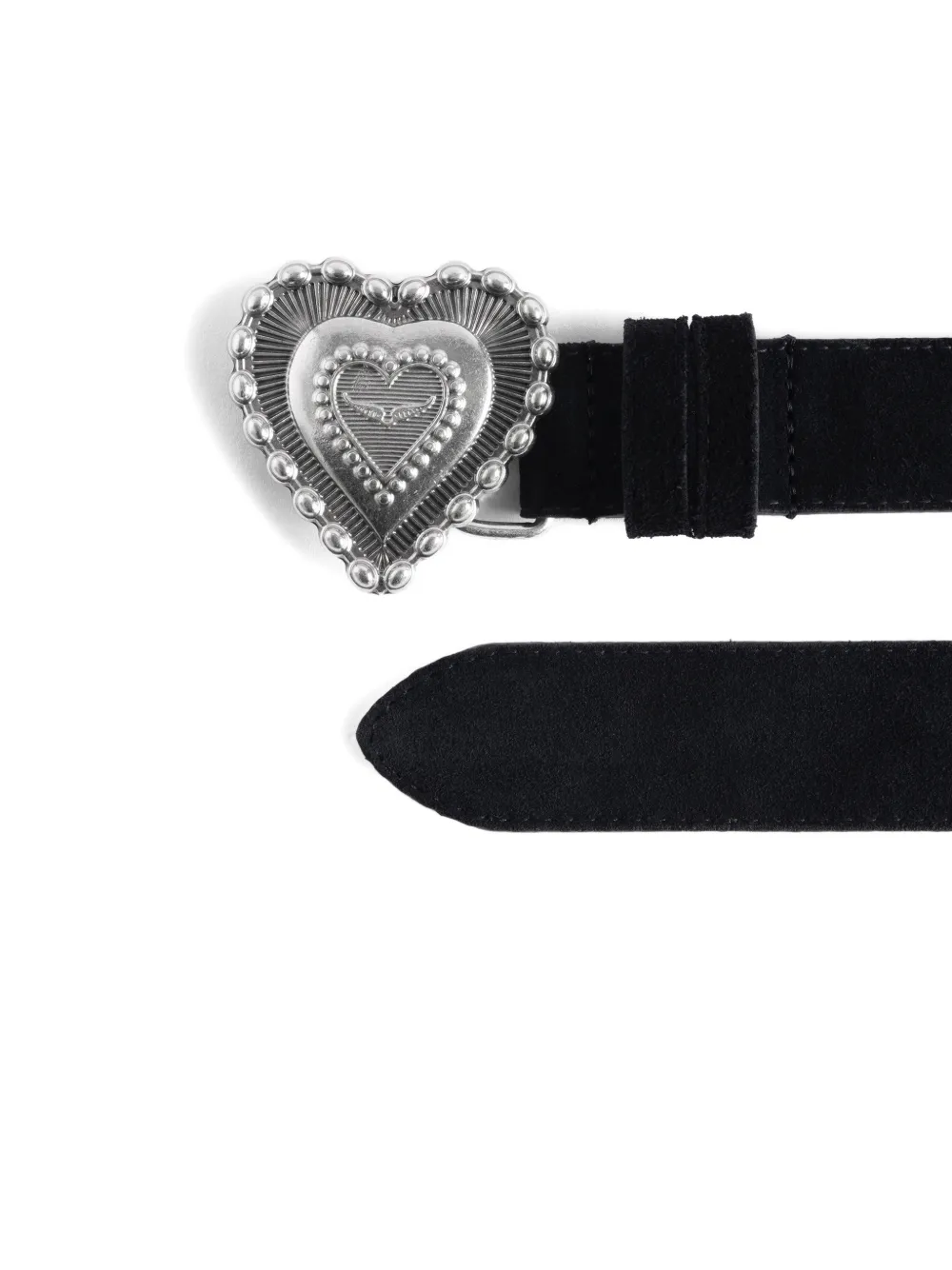 Zadig&Voltaire Santa Fe riem met hartgesp Zwart