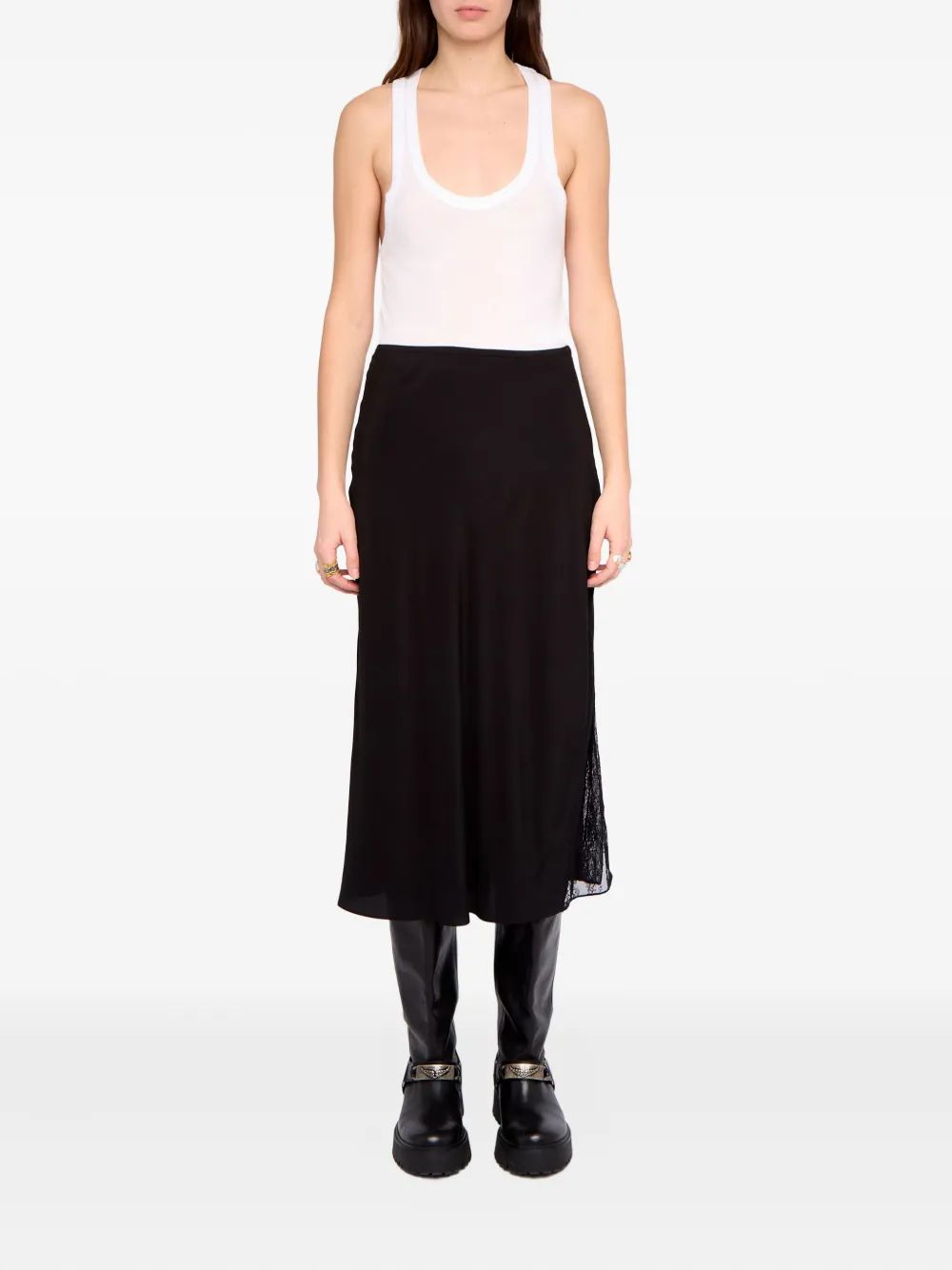 Zadig & Voltaire Jayla Lace Midi Skirt In Black