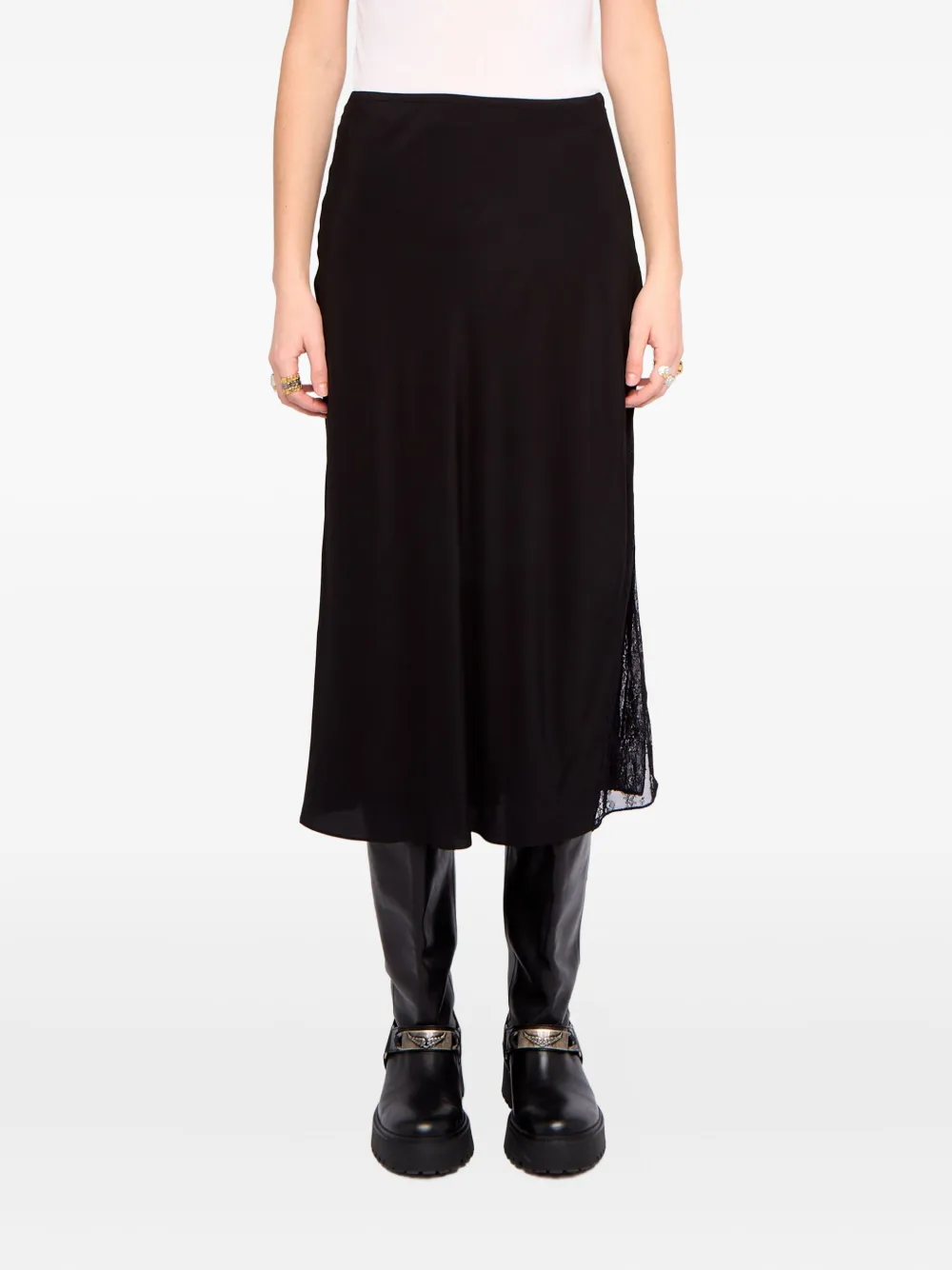 Zadig & Voltaire Jayla Lace Midi Skirt In Black