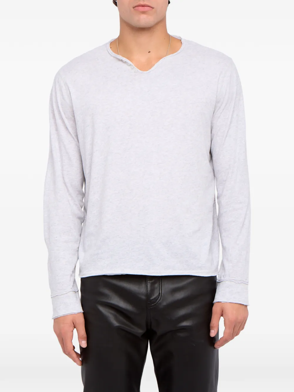 Zadig&Voltaire Monsatir Henley T-shirt met knoopdetail Grijs