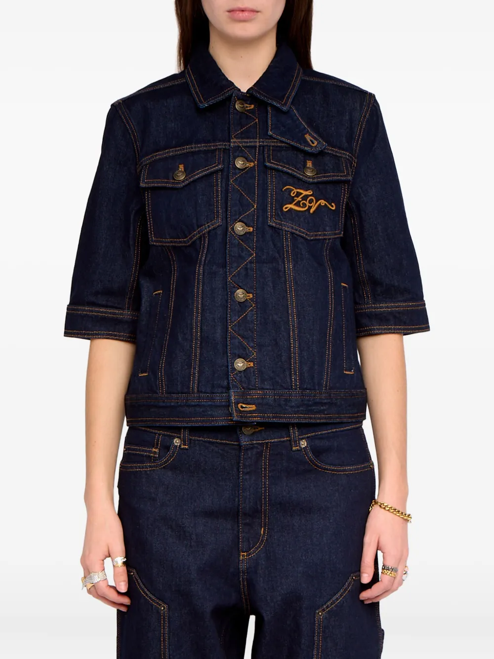 Zadig & Voltaire Kyo Short-sleeve Buttoned Jacket In Black