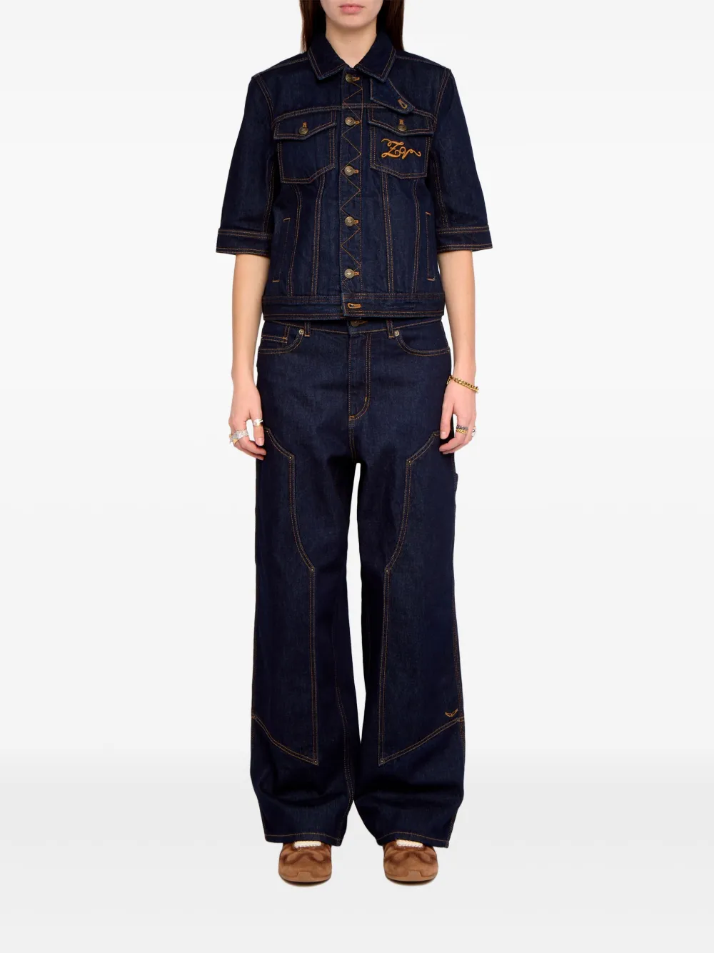 Zadig & Voltaire Kyo Short-sleeve Buttoned Jacket In Black